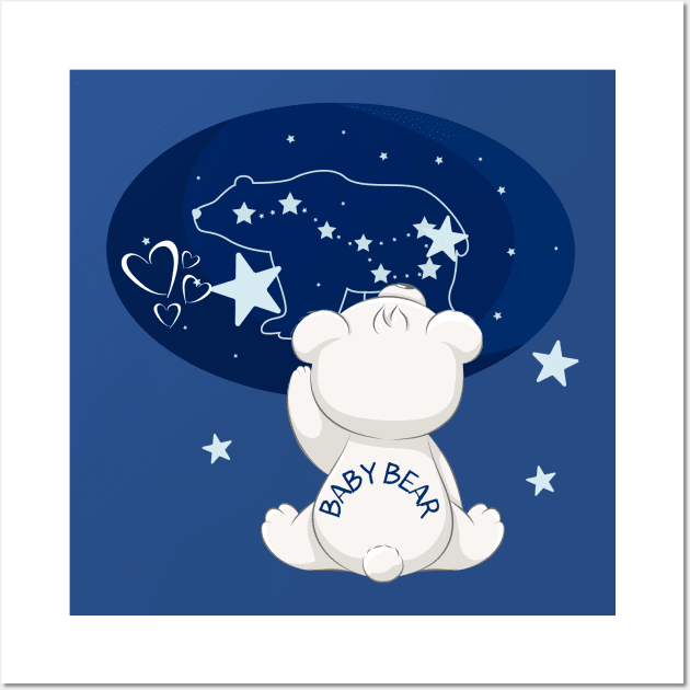 BABY BEAR LOOKING UP TO THE STARS Wall Art by DAZu